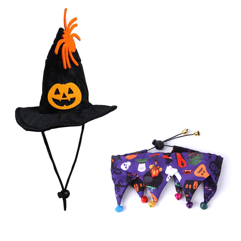 Conjunto de Gorro e Cachecol de Halloween para Gato