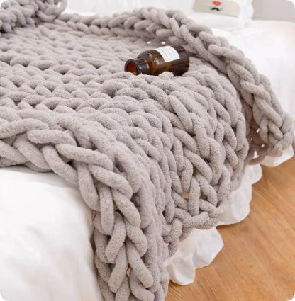 Ins handmade coarse wool woven chenille blanket