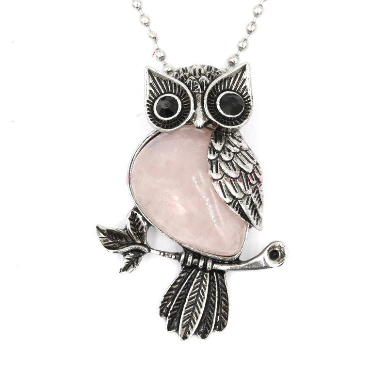 Natural Crystal Vintage Owl Pendant Pendant