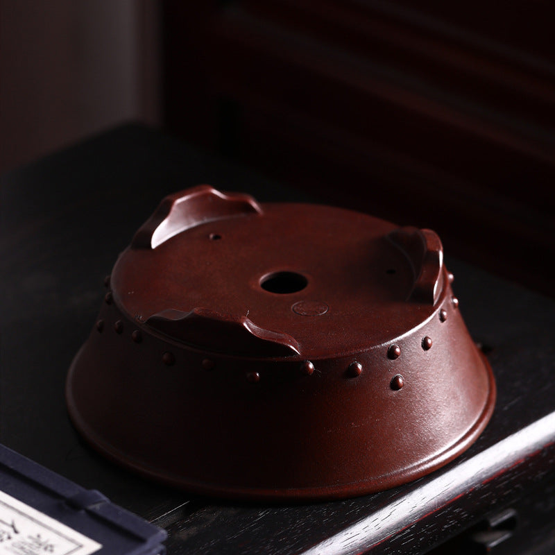 Purple Sand Flower Pot Round Drum Ding Drum Point Round Bowl Basin Raw Ore Mud Material Bonsai Basin