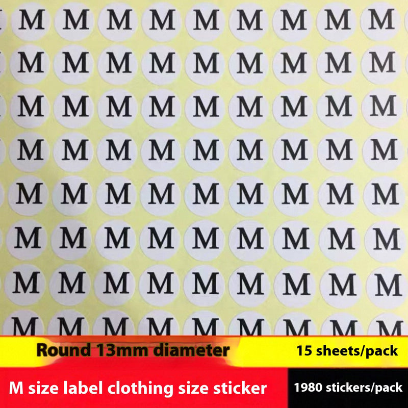 Clothes Size Sticker Digital Adhesive Sticker