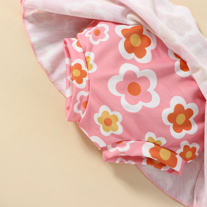 Ins Girls' New Solid Color Sling Top Flower Skort Suit