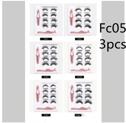 Three pairs of false eyelashes