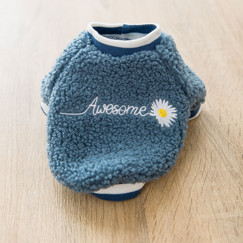 Warmer Teddy-Mantel mit Hundepfoten-Stickerei