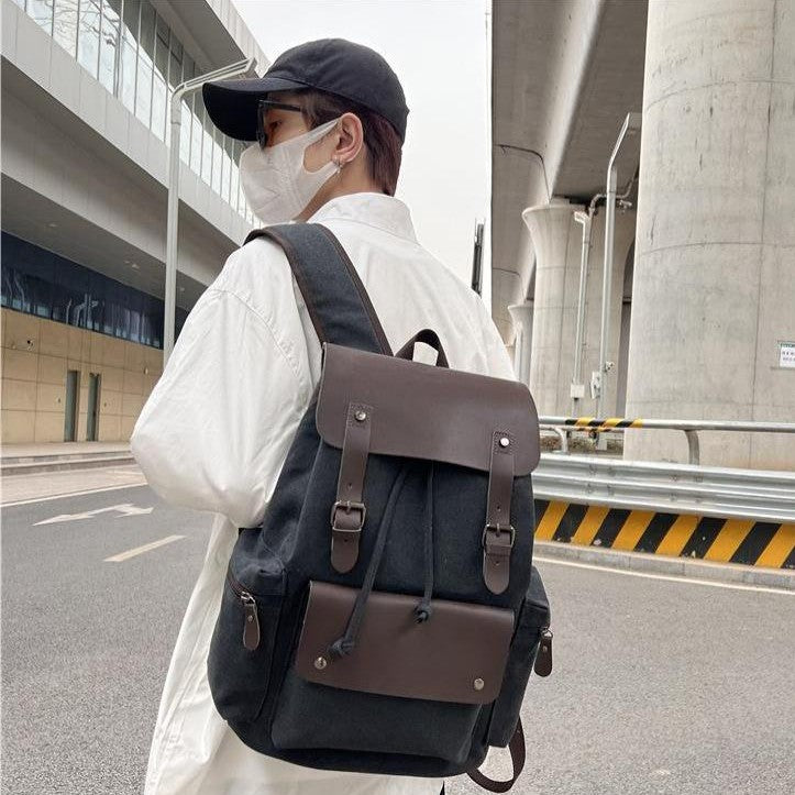 Mochila Retro de Grande Capacidade e Resistente ao Desgaste
