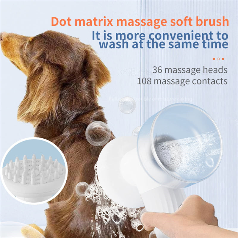Escova de Banho Automática com Dispensador de Champô para Cão e Gato, Escova Elétrica de Massagem e Limpeza para Animais de Estimação, Pente de Banho para Cão e Gato