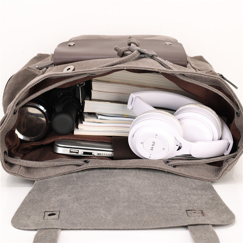 Mochila Retro de Grande Capacidade e Resistente ao Desgaste