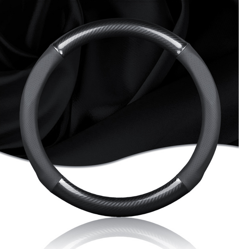 Leather carbon fiber steering wheel cover