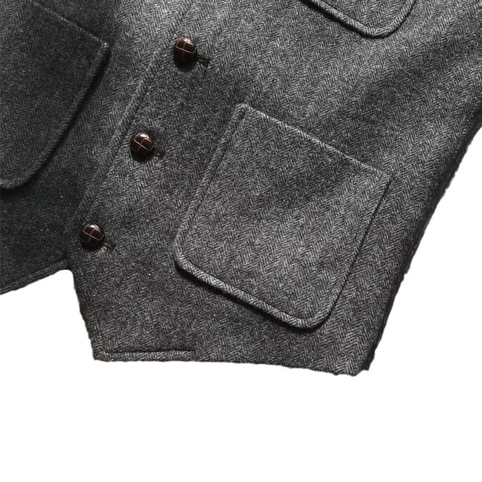 Mens Retro Khaki Hunting-Style Multi-Pocket Casual Vest