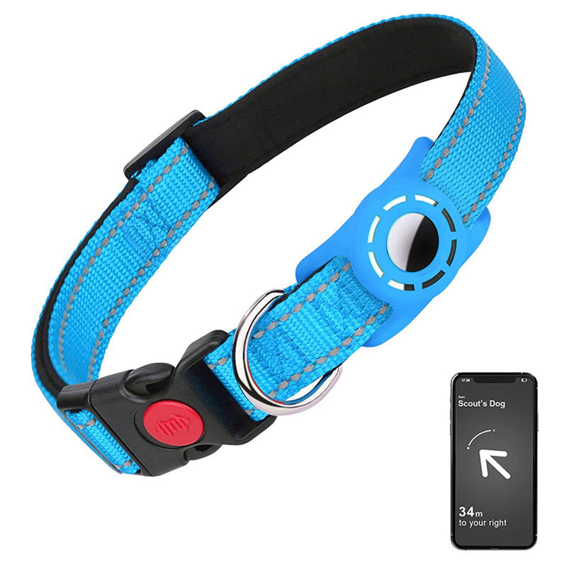 Reflektierendes Nylon-Hundehalsband mit schützender Taucherstoff-Hülle für Tracker