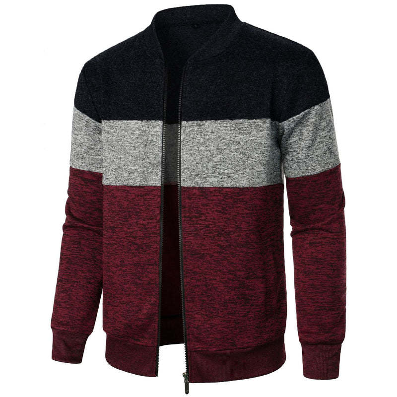 Schwerer Color-Block-Strickpullover für Herren