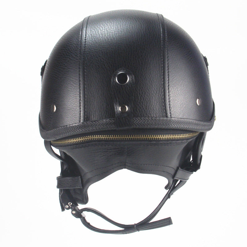 Capacete retro personalizado meio pedal motocicleta americano cruzeiro capacete de couro feito à mão