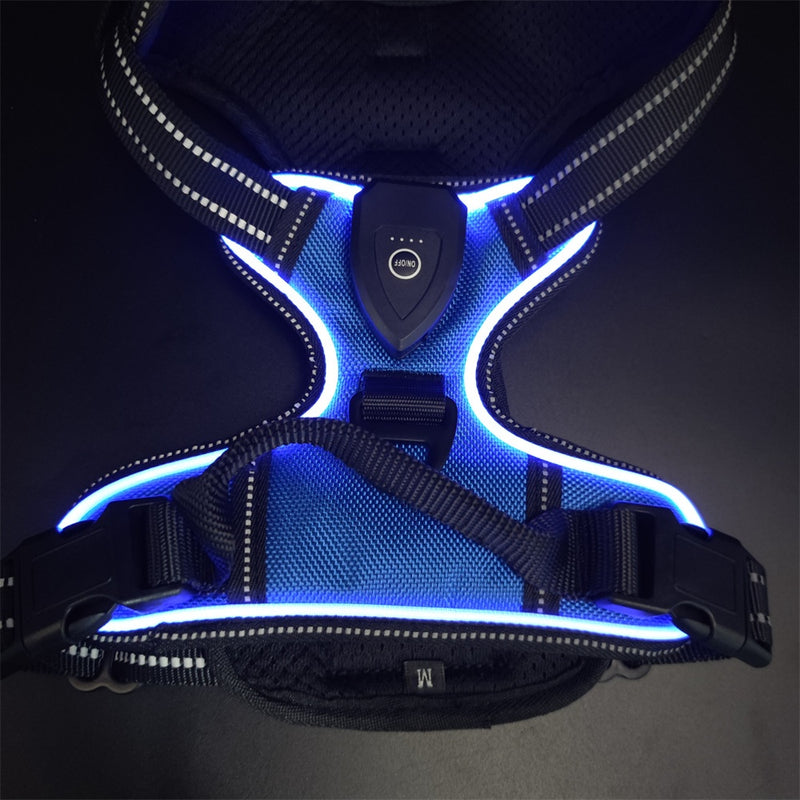 LED Pet Light-Up Harness Nighttime Dog Walking Anti-Collision Adjustable Flashing Vest For Cats And Dogs