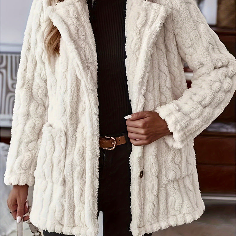 Double-sided Plush Water Ripple Button Cardigan Pocket Lapel Casual Top Jacket