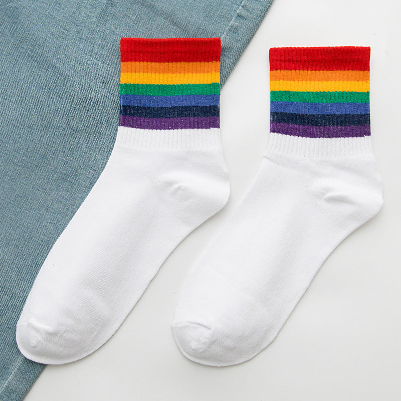 Rainbow Socks Meias femininas de algodão em meias tubulares