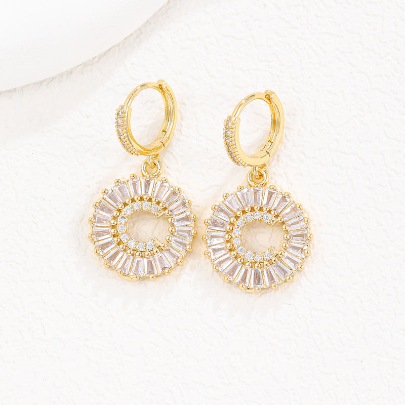 Cristal Sugar Letter Zircon Ear Studs 26 letras em inglês Clipe de orelha de diamante completo