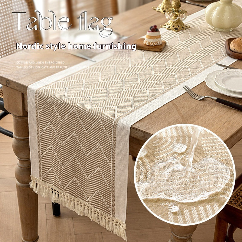 Toalha de mesa comprida em algodão e linho