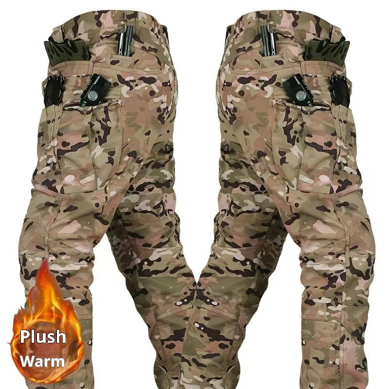 Autumn And Winter Outdoor Tactics Pants Men's Loose Large Size Plus Velvet