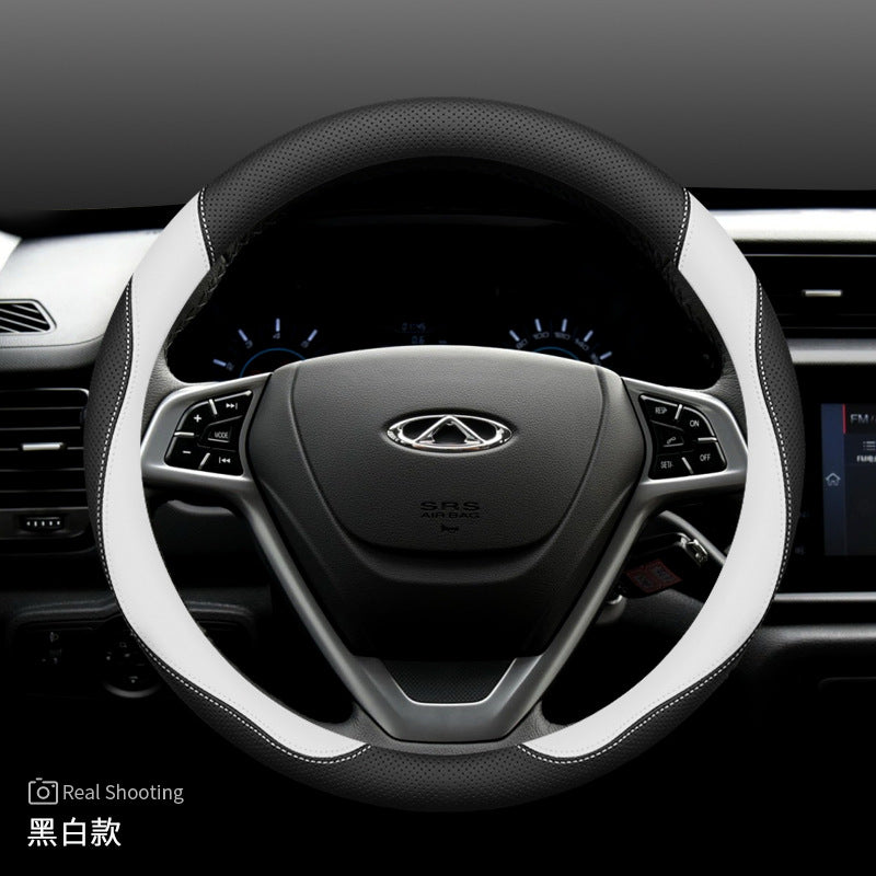 Leather Sports-style Steering Wheel Cover