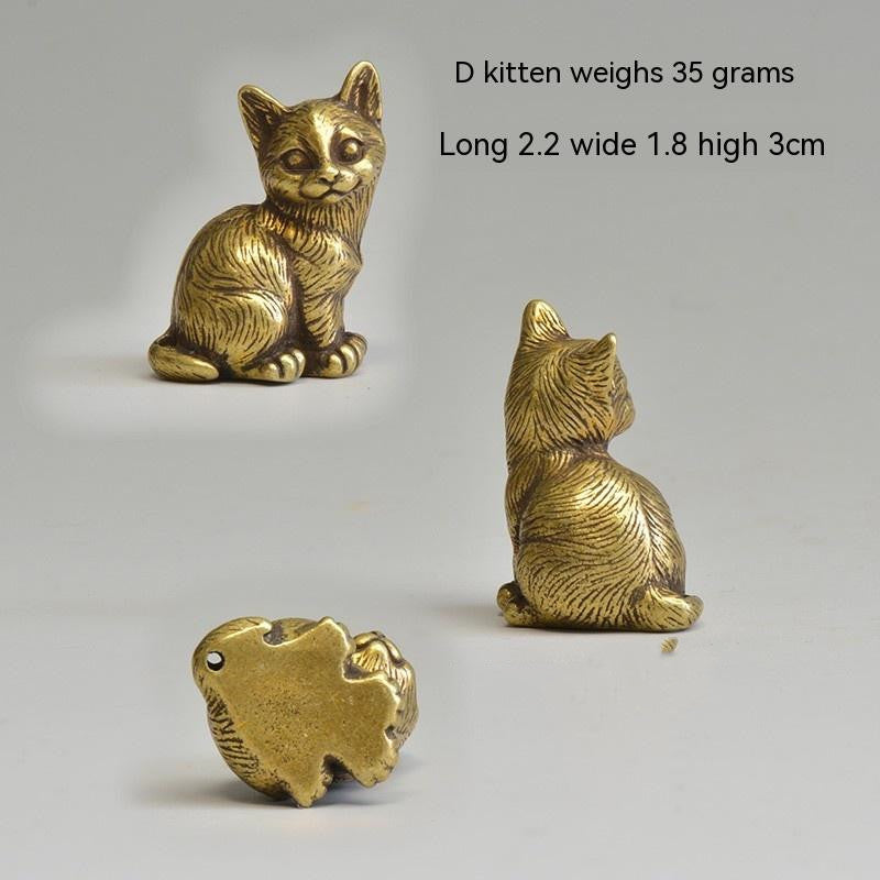 Ornatos de Chá em Latão de Estilo Chinês Mini Ornatos de Gatinho