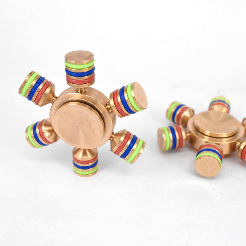 Giroscópio de três cabeças e seis braços com círculo colorido