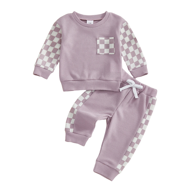 Conjunto de duas peças em patchwork com textura waffle