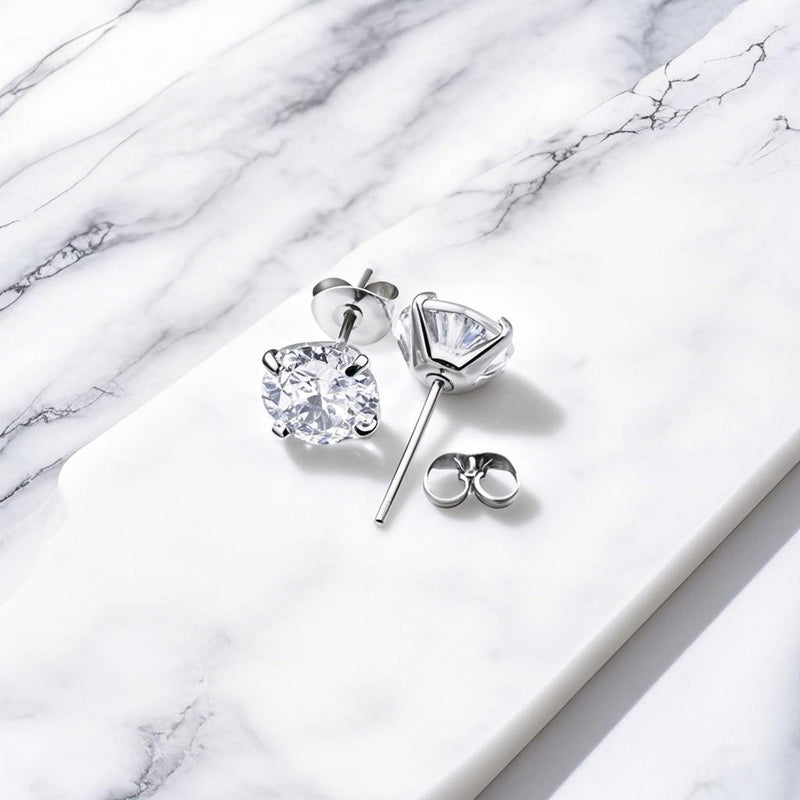 Butterfly Clasp Four-claw Inlaid Zircon Ear Studs