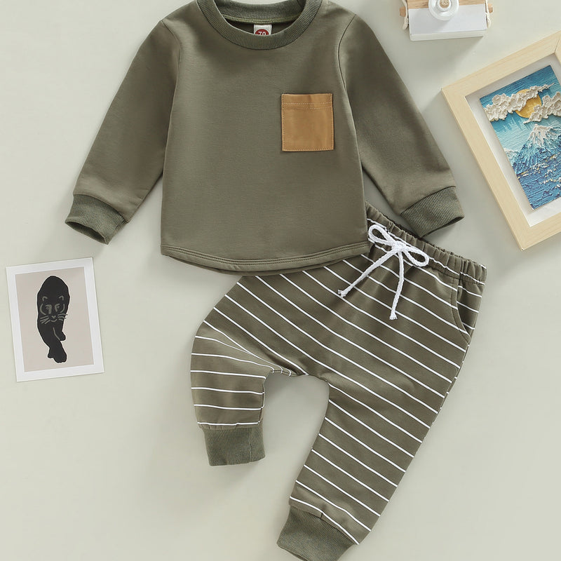 Long Sleeve Hooded Baby Striped Pattern Children Suit