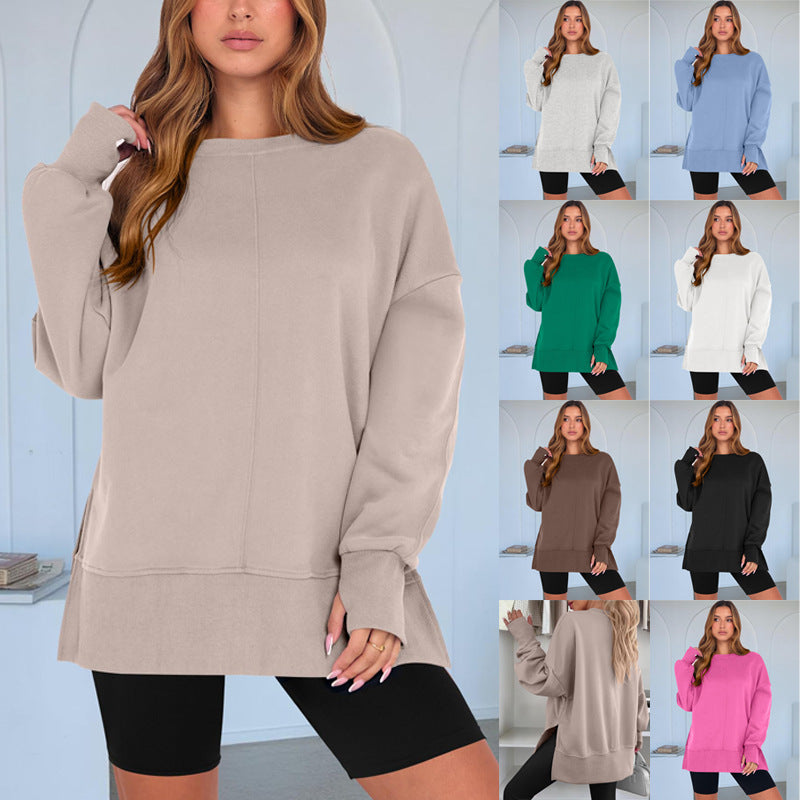 Fashion Casual Round Neck Pullover Loose Sports Long-sleeved Sweater