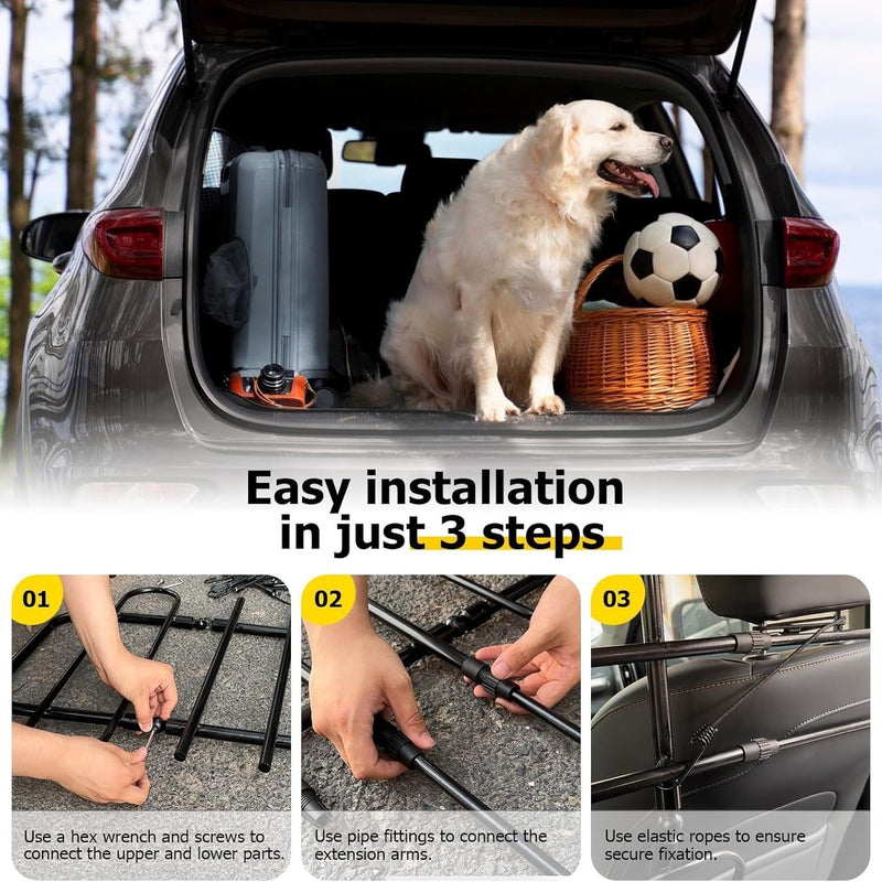 Dog Car Barrier,Easy To Assemble And Install Dog Car Barriers Fits Well In Various Vehicles Adjustable With Seat Movements Recycled Materials