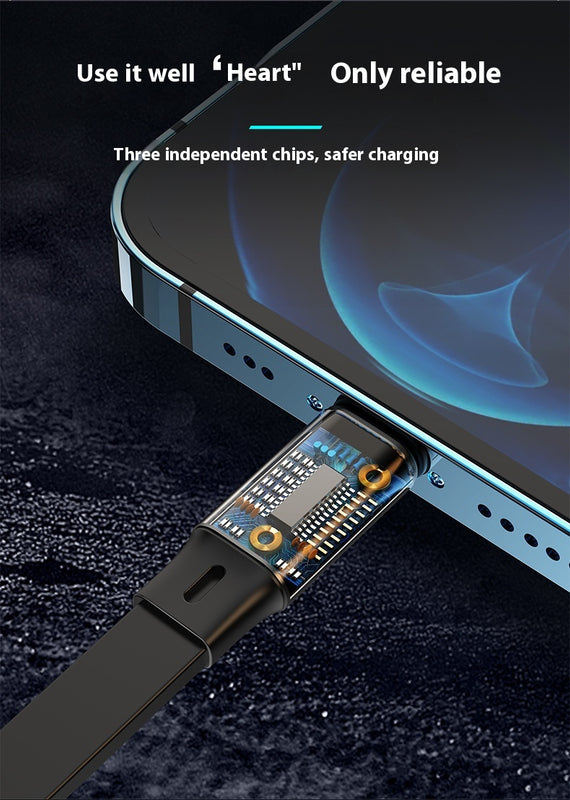 Data Cable Three-in-one 100W Super Fast Charge Telescopic One Drag Three