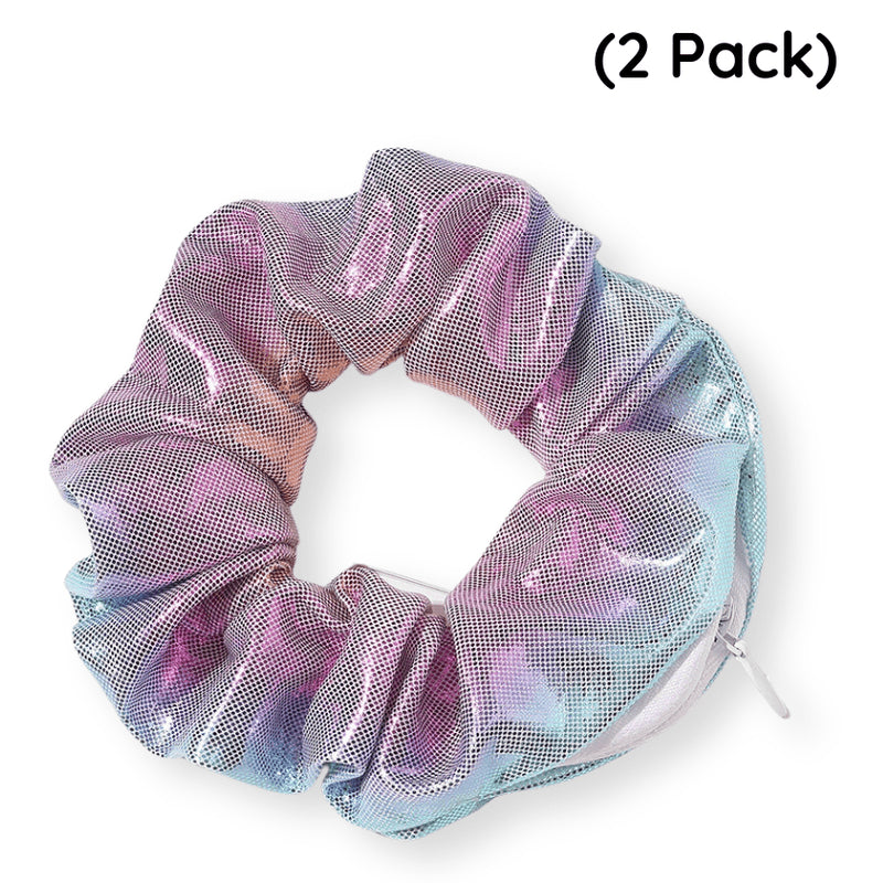 European And American Printed Satin Zipper Large Intestine Hair Ring