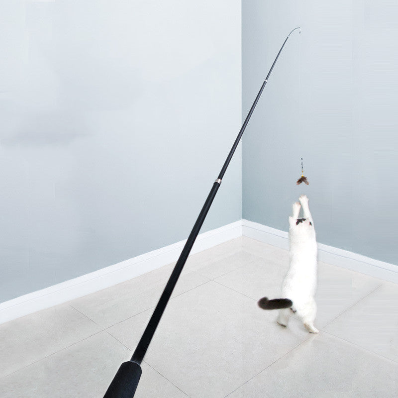 Brinquedo para Gato - Varinha Telescópica de 180 cm com Penas de Substituição, Varinha de Pesca Ajustável para Gatos