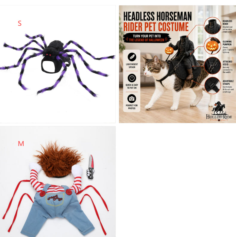 Halloween pet traje cão de estimação roupas engraçadas ajustável cão cosplay traje assustador traje festa reuniões