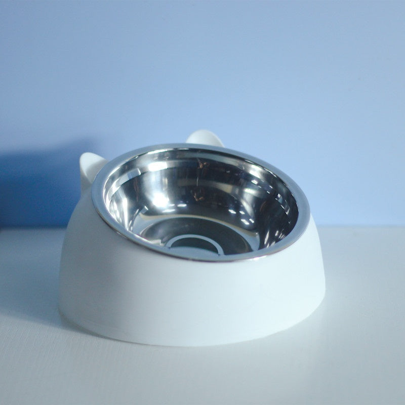 Stainless Steel Dog Bowl Double Bowl Cervical Protection Oblique Mouth Hot Pet Food Basin Supplies