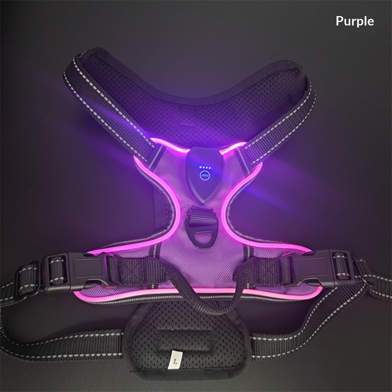 LED Pet Light-Up Harness Nighttime Dog Walking Anti-Collision Adjustable Flashing Vest For Cats And Dogs
