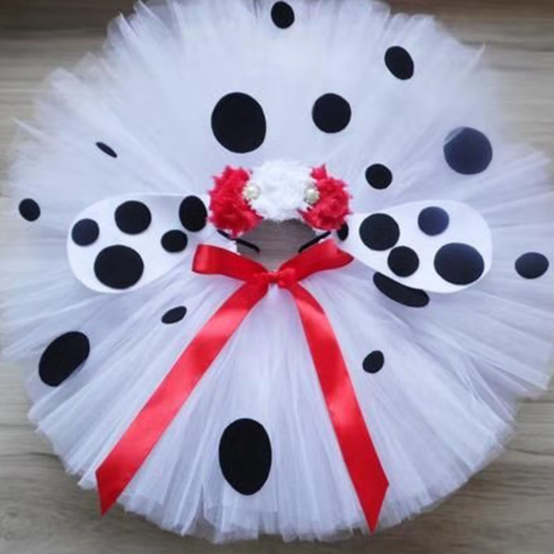 Girls' Half-body Dotted Mesh Puff Short Skirt