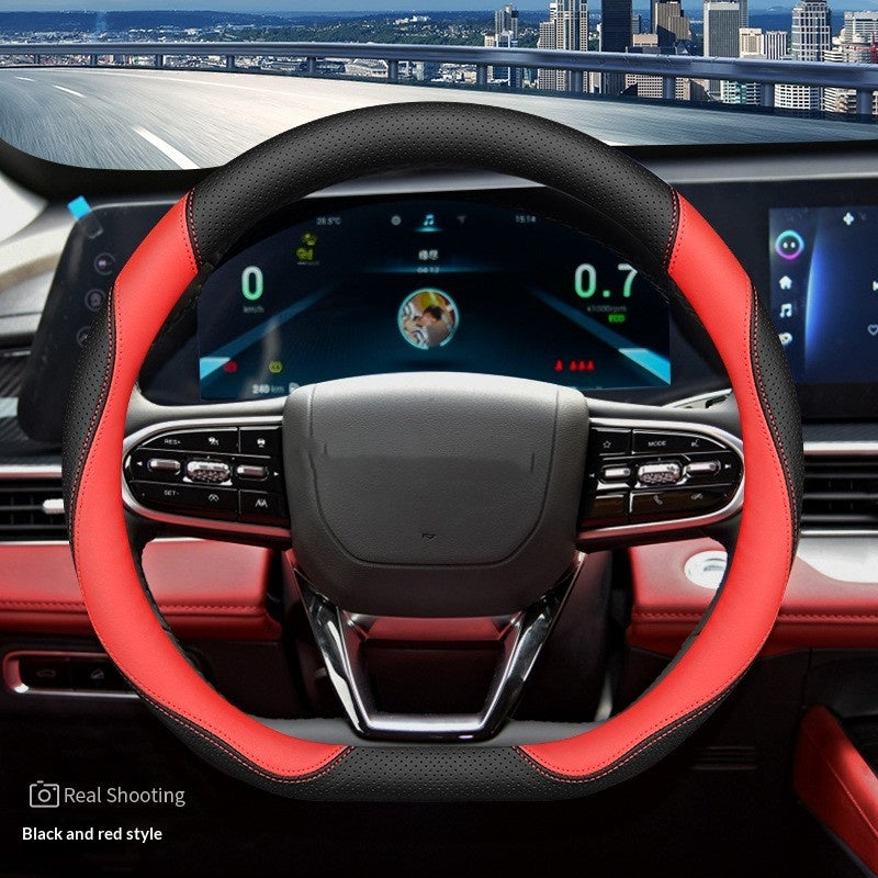 Leather Sports-style Steering Wheel Cover
