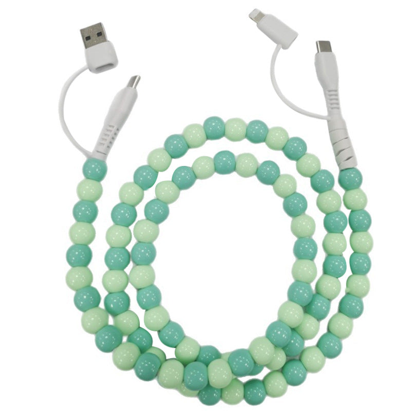 2-in-1 Ladekabel mit farbigen Perlen