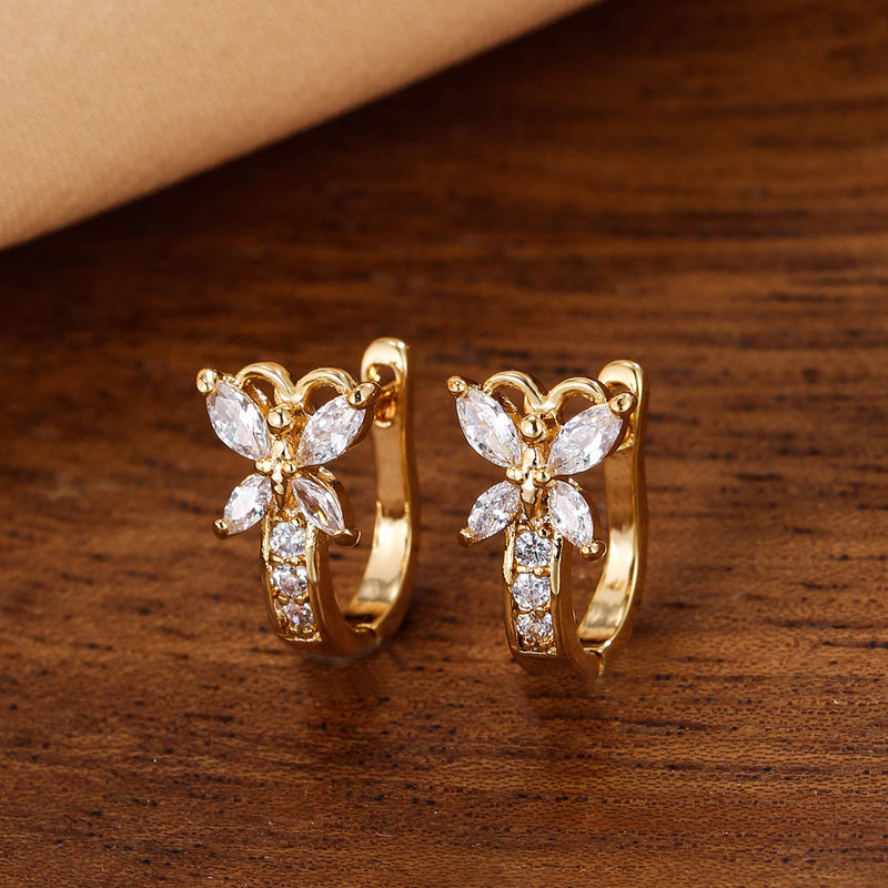 Vintage Pastoral Style Earrings Edge Inlaid Zircon Small Butterfly Ear Clip