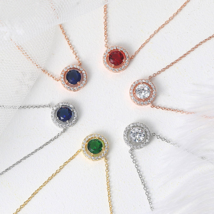 Women's Stylish Round Zircon Pendant Clavicle Chain
