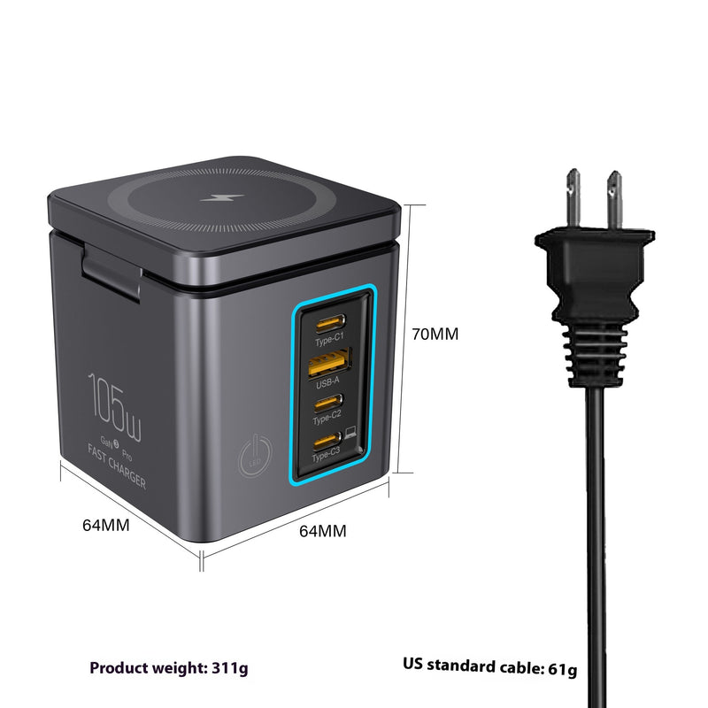 105W Multifunctional Magnetic Wireless Gallium Nitride Charger