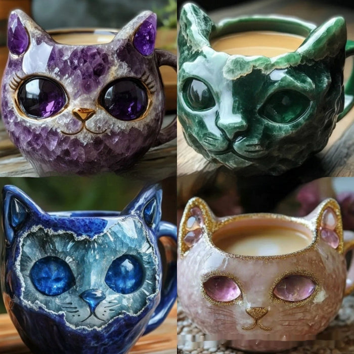 Geode Mug Crystal Cat Cup Resin Crafts