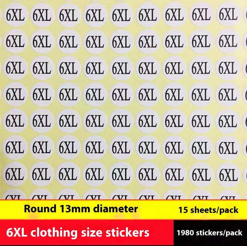 Clothes Size Sticker Digital Adhesive Sticker