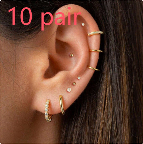 Exquisite And Versatile Small Inlaid With Diamond Ear Studs
