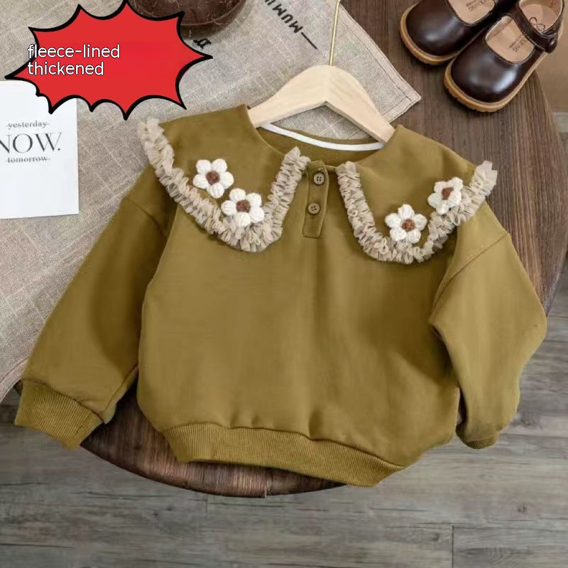 Doll Collar Sweater Girls' Baby Pullover