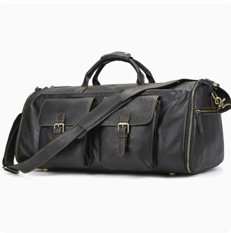 Vintage Travel Bag Multifunctional Leather Duffle Bag Folding