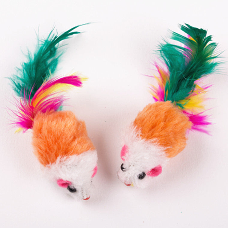 Buntes Katzenspielzeug-Maus mit Feder-Schwanz