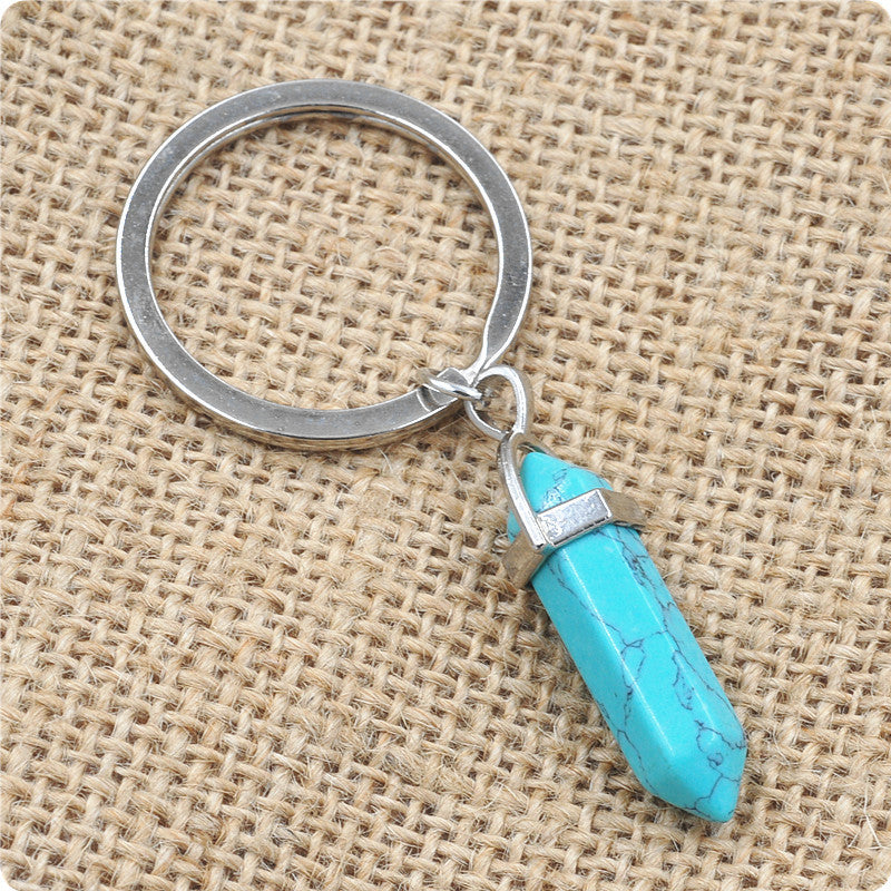 Natural Crystal Column Original Stone Keychain