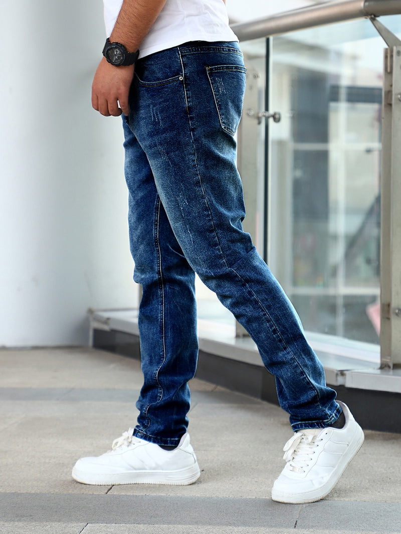 Schmale, elastische Freizeithose für Herren und Jugendliche in Blau